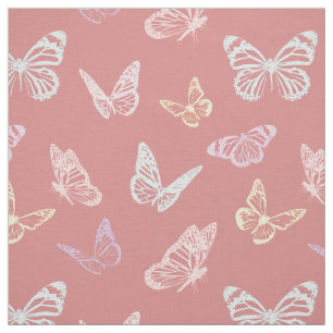 Cute Pink Pastel Butterfly Pattern Girl's Nursery Stof