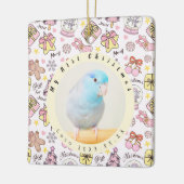 Cute Pink Pastel Christmas Pattern Photo Custom Keramisch Ornament (Links)