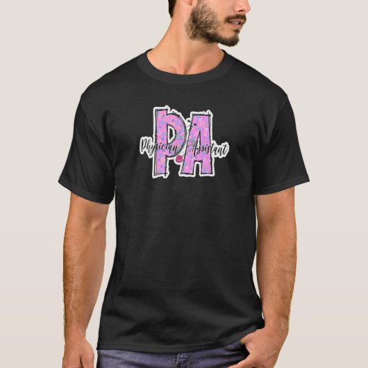 Cute Pink Pastel Leopard Physician Assistant PA H T-shirt (Voorkant)