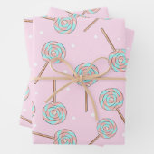 Cute Pink Pastel Lollipop Seamless Pattern Inpakpapier Vel (In situ)