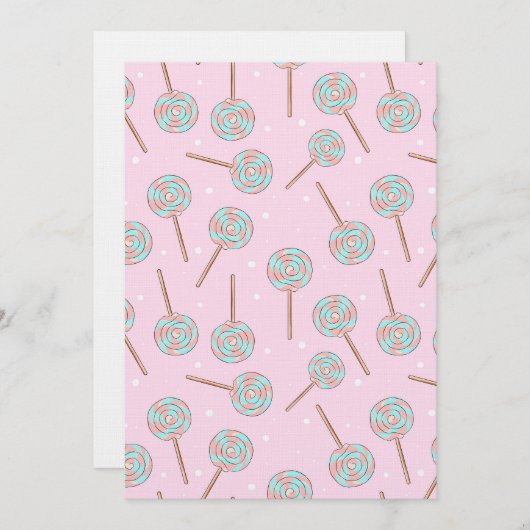Cute Pink Pastel Lollipop Seamless Pattern Kaart (Voorkant / Achterkant)
