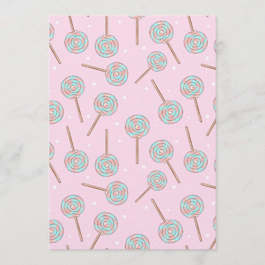 Cute Pink Pastel Lollipop Seamless Pattern Kaart (Voorkant)