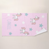 Cute Pink Pastel Magical Unicorn Girls Badhanddoek (Badhanddoek)