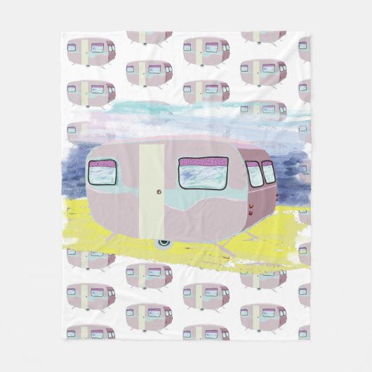 Cute Pink Pattern Caravan Art Fleece Deken (Voorkant)