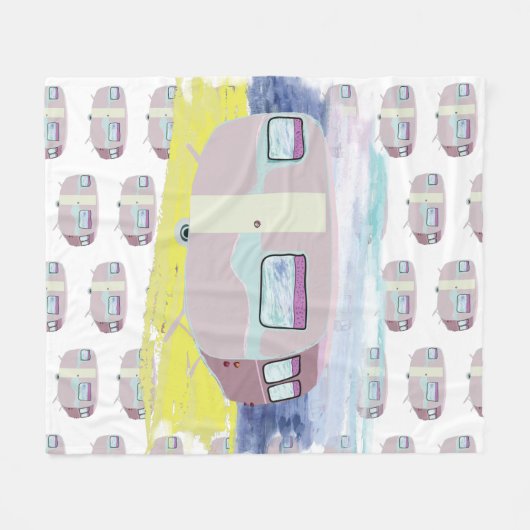 Cute Pink Pattern Caravan Art Fleece Deken (Voorkant (Horizontaal))