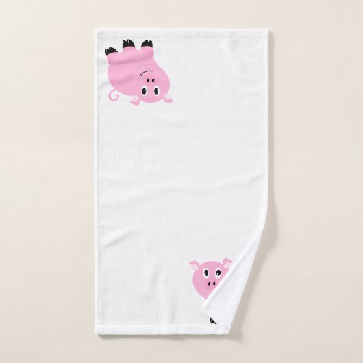 Cute Pink Pattern Kinder Monogrammed Animal Bad Handdoek (Handdoek)
