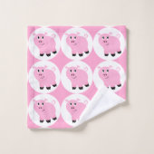 Cute Pink Pattern Kinder Monogrammed Animal Bad Handdoek (Wasdoekje)
