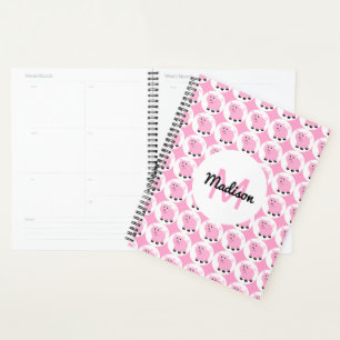 Cute Pink Pattern Personated Schattig Animal Planner