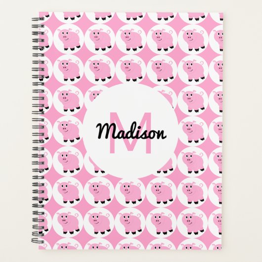 Cute Pink Pattern Personated Schattig Animal Planner (Voorkant)