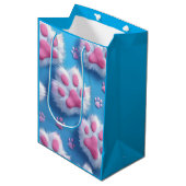 Cute Pink Paw Print Gift Bag Medium Cadeauzakje (Voorkant Gekanteld)