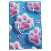 Cute Pink Paw Print Gift Bag Medium Cadeauzakje (Achterkant)