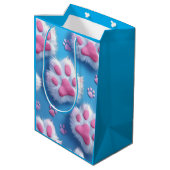Cute Pink Paw Print Gift Bag Medium Cadeauzakje (Achterkant Gekanteld)