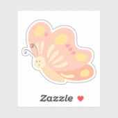 Cute Pink Peach Yellow Girly Butterly Sticker (Vel)