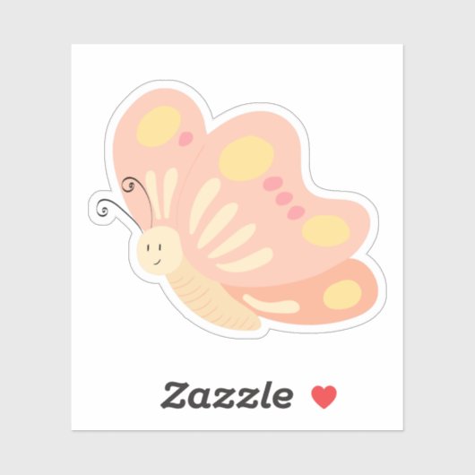 Cute Pink Peach Yellow Girly Butterly Sticker (Vel)
