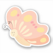 Cute Pink Peach Yellow Girly Butterly Sticker (Voorkant)