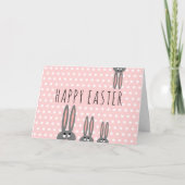 Cute Pink Peeping Bunnies Happy Easter Kinder Kaart (Voorkant)