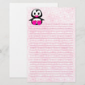Cute Pink Penguin Briefpapier (Voorkant / Achterkant)