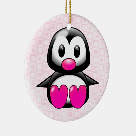 Cute Pink Penguin Keramisch Ornament (Rechts)