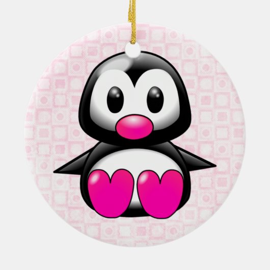 Cute Pink Penguin Keramisch Ornament (Achterkant)