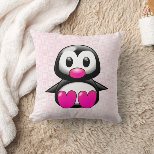 Cute Pink Penguin Kussen (Deken)