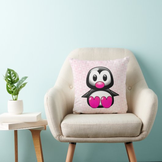 Cute Pink Penguin Kussen (Stoel)
