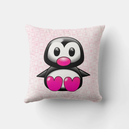 Cute Pink Penguin Kussen (Achterkant)