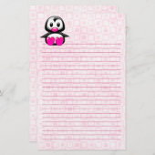 Cute Pink Penguin Lined Briefpapier (Voorkant / Achterkant)