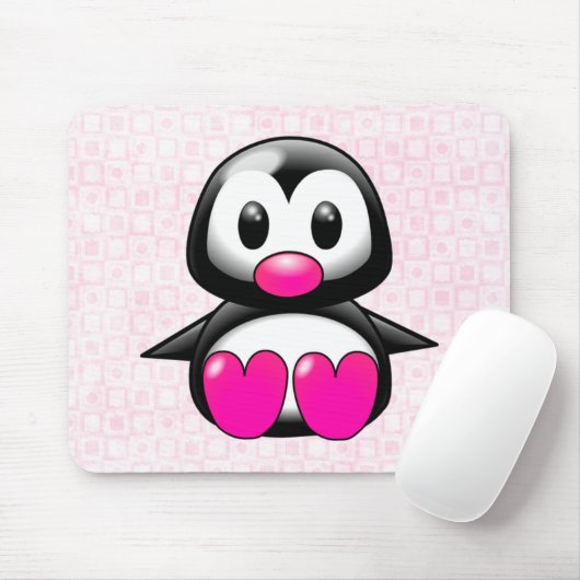 Cute Pink Penguin Muismat (Met muis)