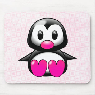 Cute Pink Penguin Muismat