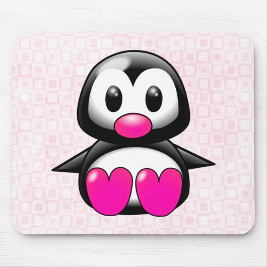 Cute Pink Penguin Muismat (Voorkant)