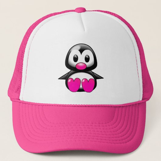 Cute Pink Penguin Trucker Pet (Voorkant)
