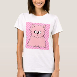 Cute Pink Persian Kat. Roze gestreept achtergrond. T-shirt