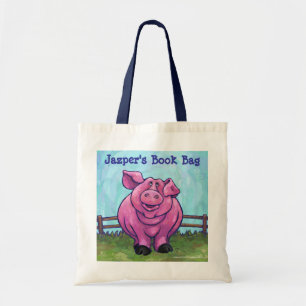 Cute Pink Personalized Book Bag Tote Bag