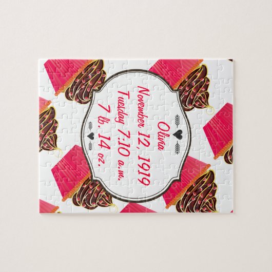 Cute Pink Personalized Cupcake Sprinkles Legpuzzel (Horizontaal)