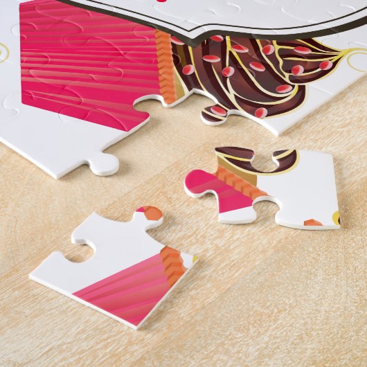 Cute Pink Personalized Cupcake Sprinkles Legpuzzel (Zijkant)