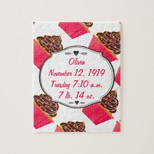 Cute Pink Personalized Cupcake Sprinkles Legpuzzel (Verticaal)