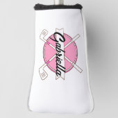 Cute Pink Personalized Golf Clubs Monogram  Golfheadcover (Draai 90)