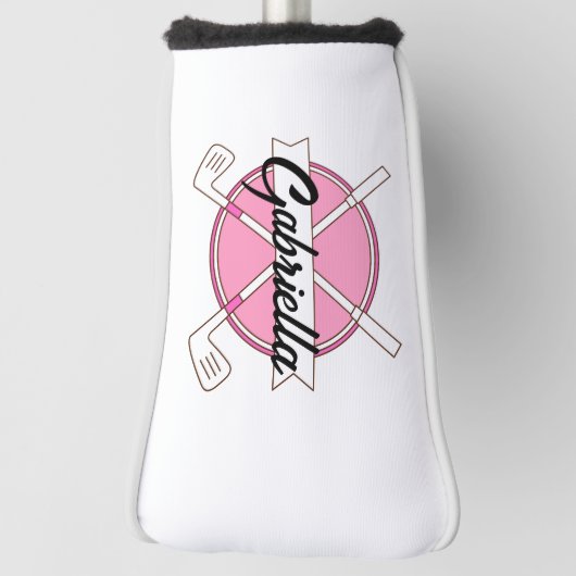 Cute Pink Personalized Golf Clubs Monogram  Golfheadcover (Draai 90)