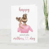 Cute Pink Personalized Moederdag Kaart (Voorkant)