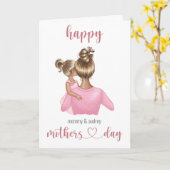 Cute Pink Personalized Moederdag Kaart (Gele Bloem)