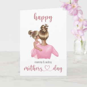 Cute Pink Personalized Moederdag Kaart