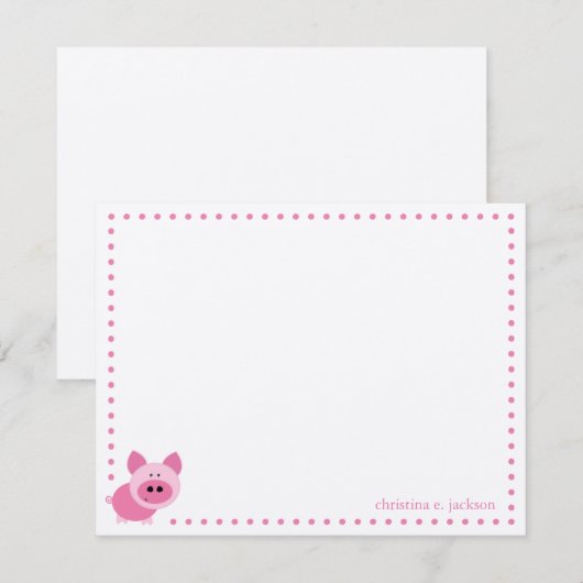 Cute Pink Personalized Note Card Notitiekaartje (Voorkant / Achterkant)