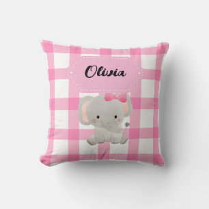Cute Pink Personalized Sierkussen van de olifant
