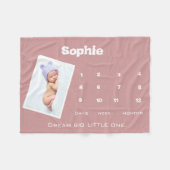 Cute Pink Photo Milestone Name Personalized Baby  Fleece Deken (Voorkant (Horizontaal))