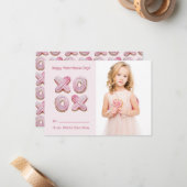 Cute Pink Photo Valentijnsdag Notitiekaartje (Voorkant / Achterkant in situ)