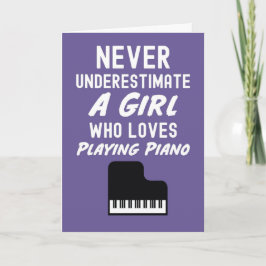 Cute Pink Pianist Cards For Girls Kid Piano Player Kaart