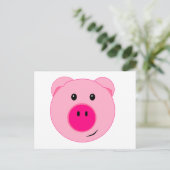 Cute Pink Pig Briefkaart (Staand voorkant)