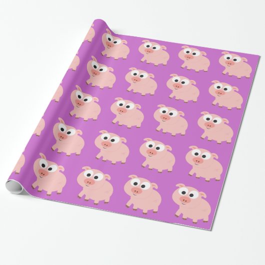 Cute Pink Pig Cadeaupapier (Uitgerold)