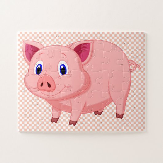 Cute Pink Pig Design Jigzaag Puzzle Legpuzzel (Horizontaal)