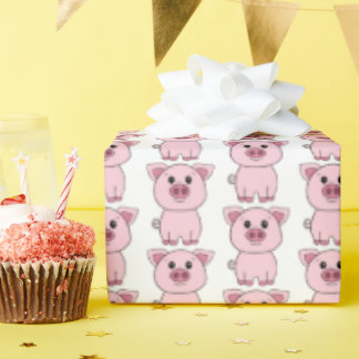Cute Pink Pig Farm Animal Cartoon Cadeaupapier